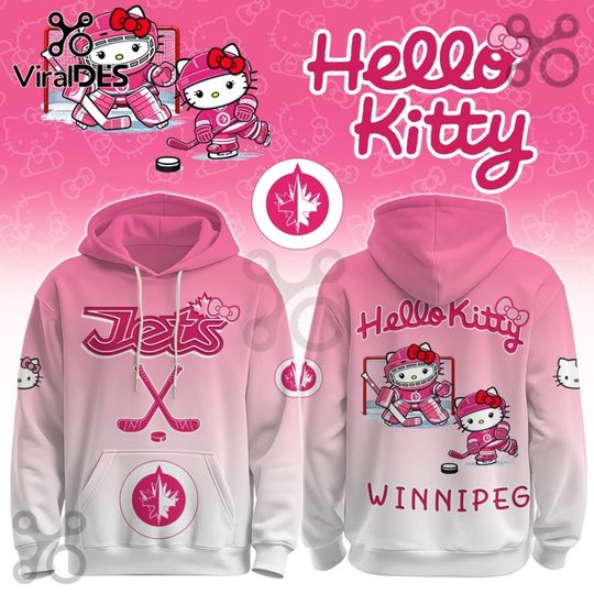 Winnipeg Jets x Hello Kitty Hoodie Joggers Set, Hockey Fan Outfit, Father's Day Gift