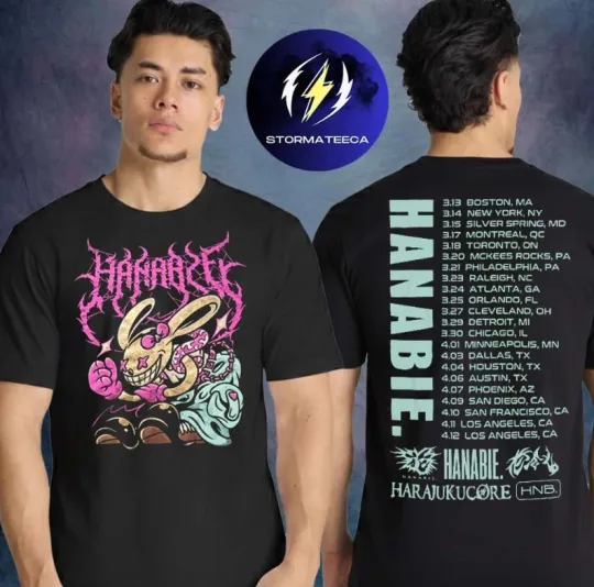 Discover Hanabie Merch North America Tour 2026 Band Tour Harajuku Core T-Shirt