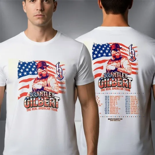 Brantley Gilbert The Real American Tour 2026 T-Shirt