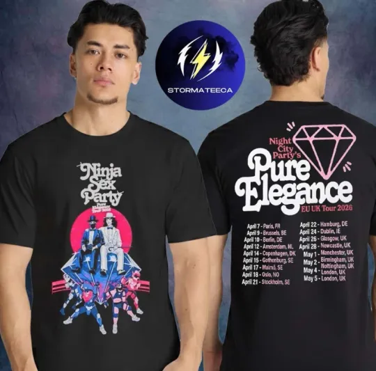 Discover Ninja Se*x Party Merch Pure Elegance EU UK Tour 2026 With TWRP Band T-shirt