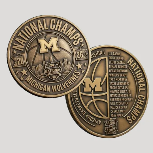 Discover Michigan Wolverines 2026 Men’s Basketball National Champs GOLD Coin