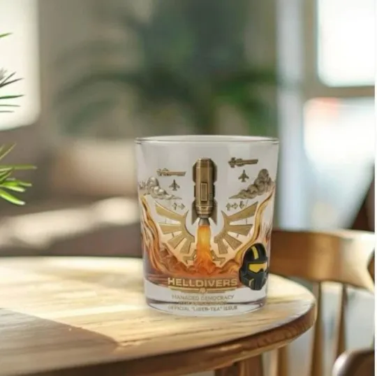 [No box] Helldivers Managed Democracy 11th Anniversary Whiskey Glass