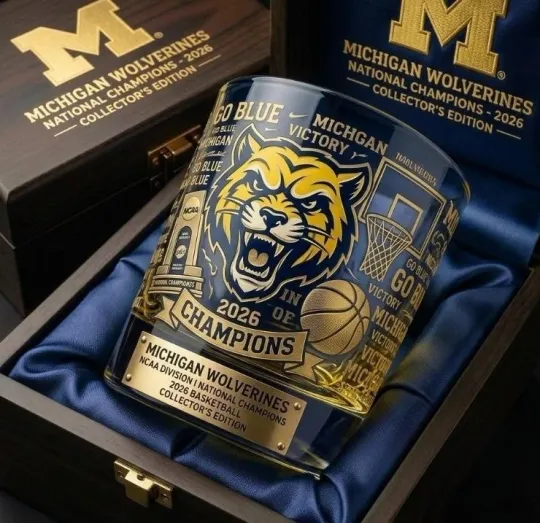 Discover [No box] Michigan 2026 Basketball National Champions Whiskey Glass