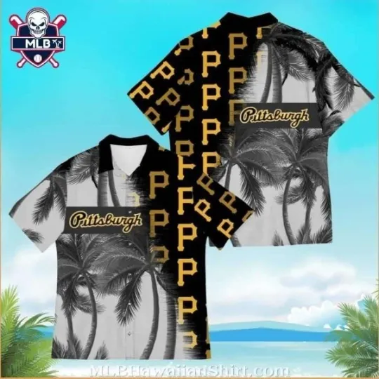 Discover Palm Silhouette Pittsburgh Baseball Team Piratess Tropical Hawaiian Shirt, Unise