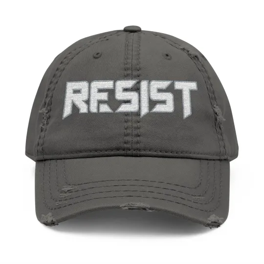 Discover Embroidered RESIST Dad Hat Anti-Trump Distressed Cap No Kings Protest Cap