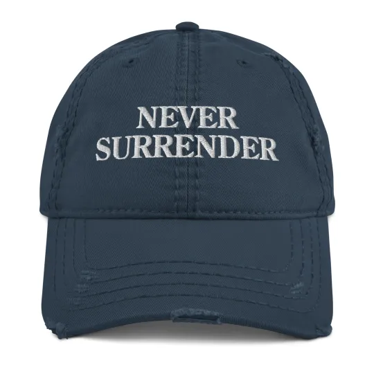 Discover NEVER SURRENDER Distressed Dad Cap USA American Flag Embroidered Cap