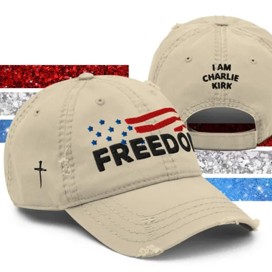 Dad Hat Freedom Embroidered Distressed Cap