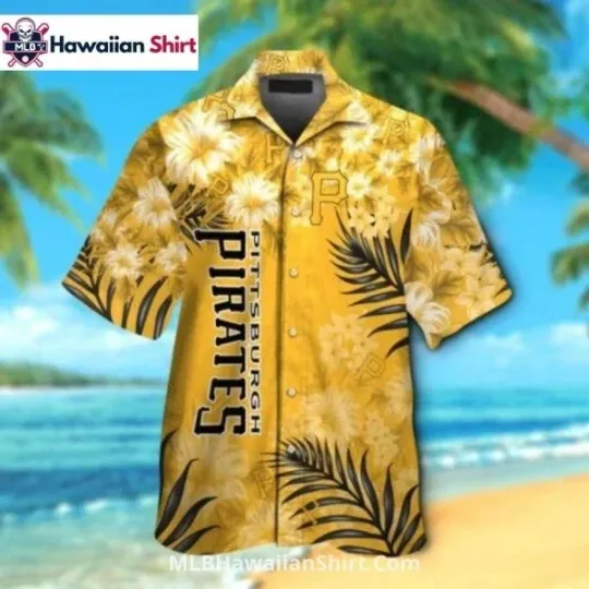 Discover Bold Hibiscus Yellow Pittsburgh Baseball Team Piratess Aloha Shirt, Unisex Adult