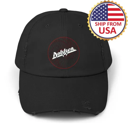 Dokken Breaking The Chain Black Distressed Baseball Cap