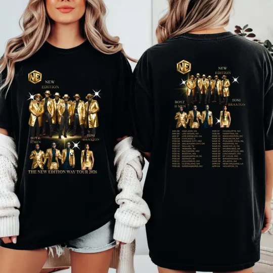 New Edition Way Tour 2026 Concert T-Shirt, Retro R&B Hip Hop T-Shirt