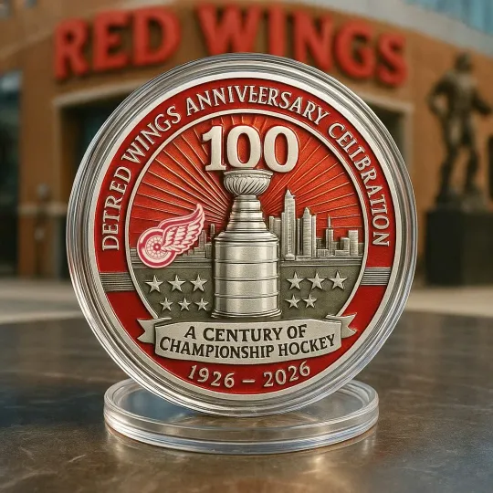 Discover Detroit Red Wings 100th Anniversary Commemorative Challenge Coin