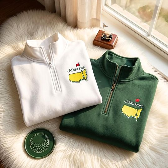 Masters Tournament Embroidered Quarter Zip Sweatshirt  Golf Tradition Apparel