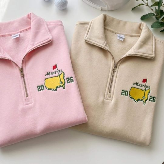 Embroidered Masters 2026 Quarter Zip Sweatshirt, Augusta Golf Pullover, Cozy Sweater