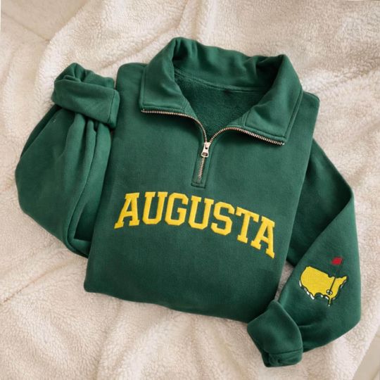 Embroidered Augusta Golf Quarter Zip Sweatshirt, Gift for Golfer, Golf Tournament Outfit