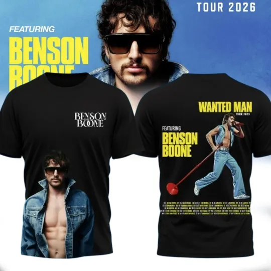 Discover Benson Boone Wanted Man Tour 2026 Shirt - Size S to 5XL 3D tshirt