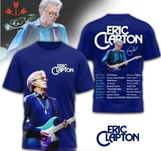 New Eric Clapton On Tour 2026 Live In Concert S to 5XL 3D Shirt