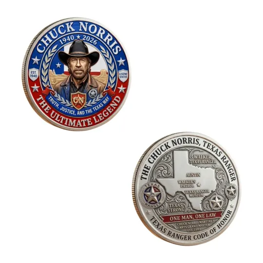 Discover Chuck Norris The Ultimate Legend 1940-2026 Walker Texas Ranger Coin One Man One