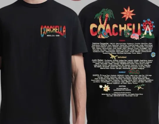 Discover Coachellla 2026 Merch In Indio California Logo With Lineup Felt Cute 2026 T-Shirt