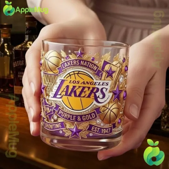 LA Lakers Rock Glass
