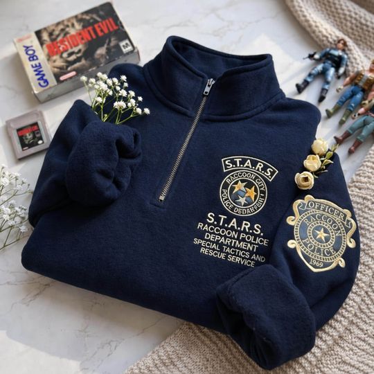 Raccoon City Police Embroidered Shirt, Resident Evil Embroidery Sweatshirt, Custom Rpd Officer Hoodie, Survival Horror Gamer Top