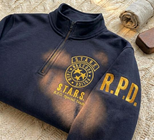 Discover Resident Evil STARS Quarter Zip, Raccoon City Police Sweatshirt, RPD Embroidered Shirt, Gamer Gift, Tactical Streetwear