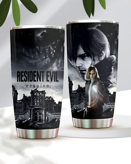 Resident Evil Requiem Tumbler, Leon Kennedy Gamer Tumbler Cup, RE Character Fan Gift