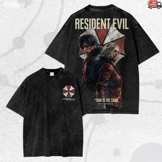 Vintage Washed Fan Gift Streetwear, Resident Evil Shirt, Oversized Horror Shirt