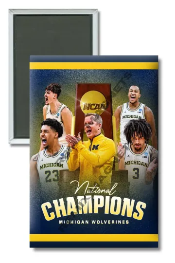 Discover Michigan Wolverines 2026 Men's Basketball NCAA National Champions 2" x 3" Magnet