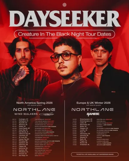 Discover Dayseeker Poster 2026 Tour Dates Creature In The Black Night Northlane Art Print