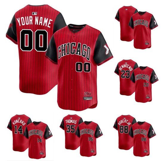 Personalized Chicago White Sox Red/Black baseball jersey, custom name and number