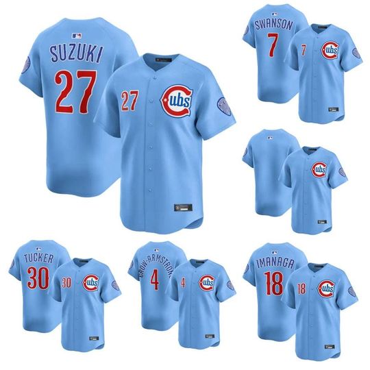 Personalized Chicago Cubs Blue baseball jersey, custom name and number