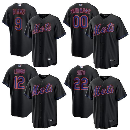 Discover Personalized New York Mets Black Baseball Jersey with custom name and number