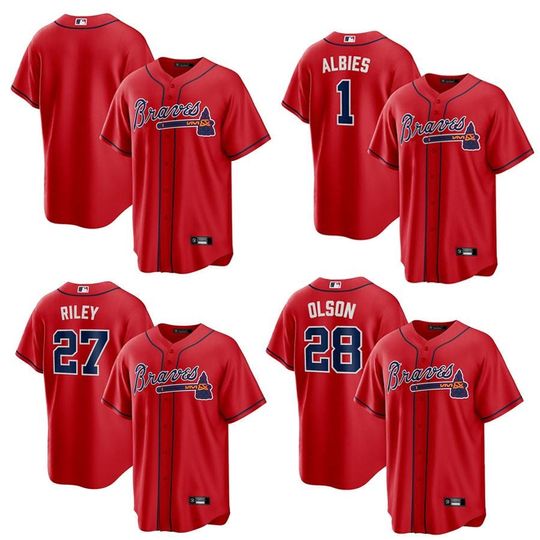 Personalized Atlanta Braves Red Baseball Jersey, Custom Name & Number