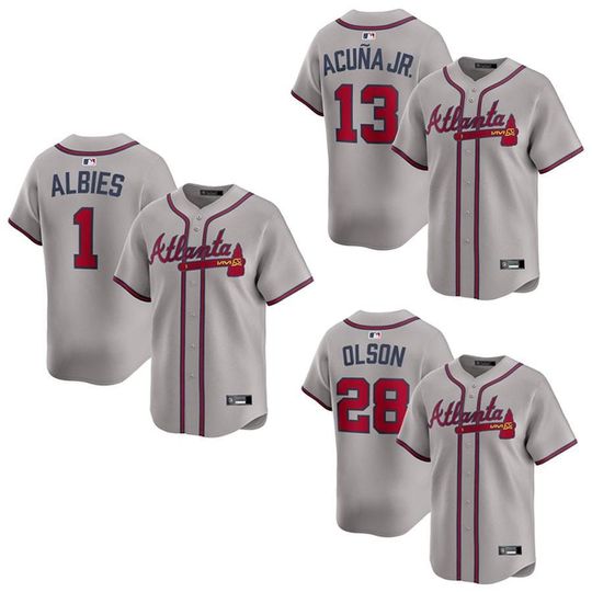 Personalized Atlanta Braves Gray Baseball Jersey, Custom Name & Number