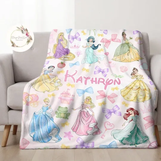 Discover Personalized Coquette Bows Princess Blanket - WDW Baby Girl Trip Fleece Blanket