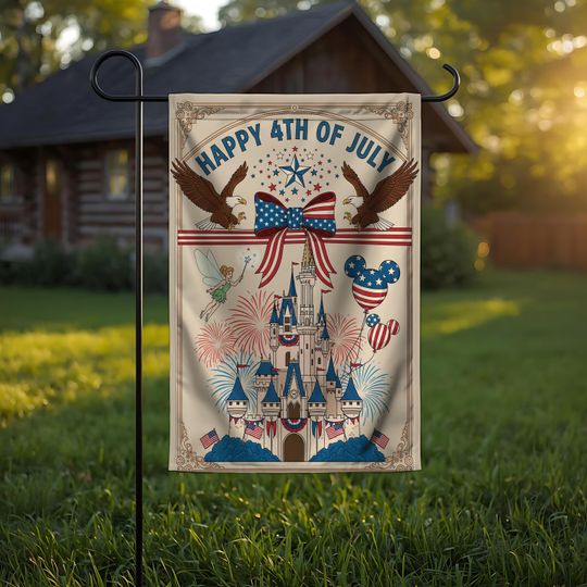 Discover 250 Years of Freedom Disney Garden Flag, 4th of July Mickey & Friends Independence Day Outdoor Decor