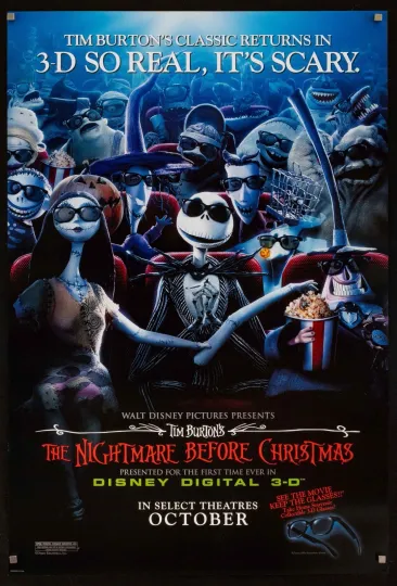 The Nightmare Before Christmas Tim Burton 3D Movie Poster