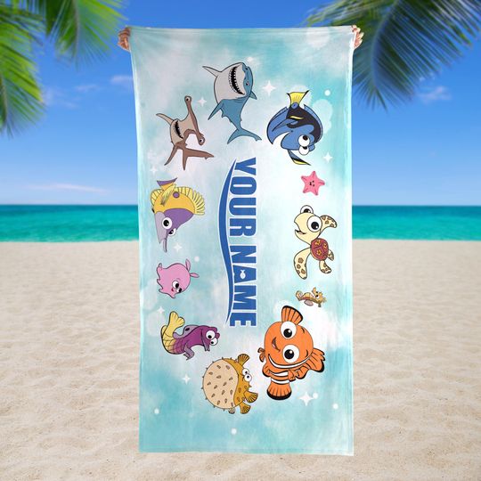 Discover Customized Name Finding Nemo Beach Towel, Disney Bath Towel, Pool Towel, Disneyland Gift For Kid, Kids Beach Towel, Summer Vacation