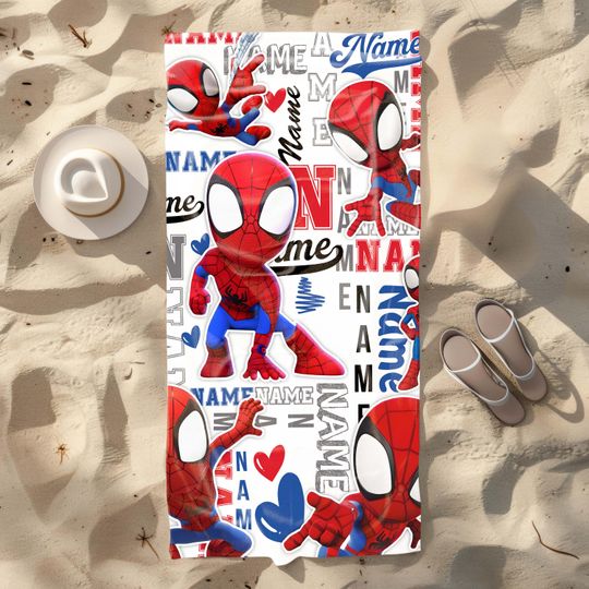Discover Custom Super Hero Beach Towel, Red Spider Beach Towel, Cartoon Towel Gift For Family, Superhero Pool Towel, Movie Summer Vacation Towel