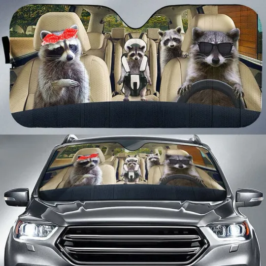Discover Raccoon Car Auto Sunshade