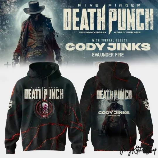 Five Finger Death Punch 20th Anniversary 2026 Tour 3D Hoodie