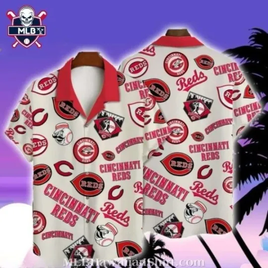 Discover Vintage Reds Memorabilia Collage Hawaiian Cincinnati Baseball Team Redss Shirt