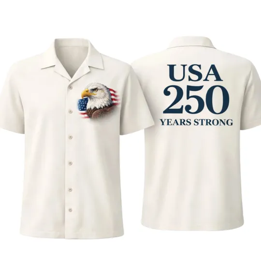 USA 250th Anniversary Eagle Patriotic Hawaiian Shirt Mens