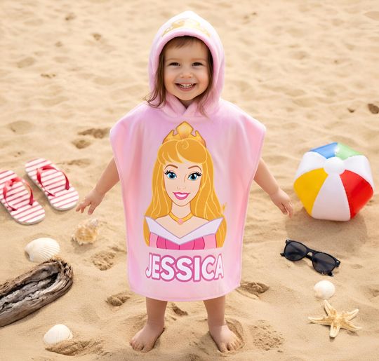 Discover Personalized Aurora Sleeping Beauty Hooded Towel, Custom Disney Princess Kids Towel, Custom Name Toddler Beach Cover Up, Disney Girls Gift