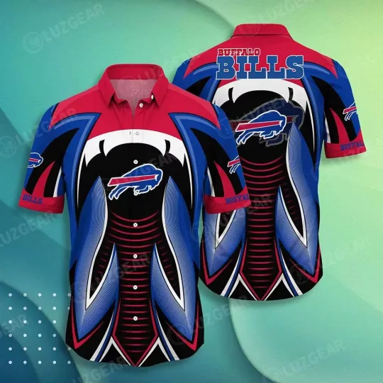 Discover Buffalo Football Team Billss Futuristic Blaze Hawaiian Shirt