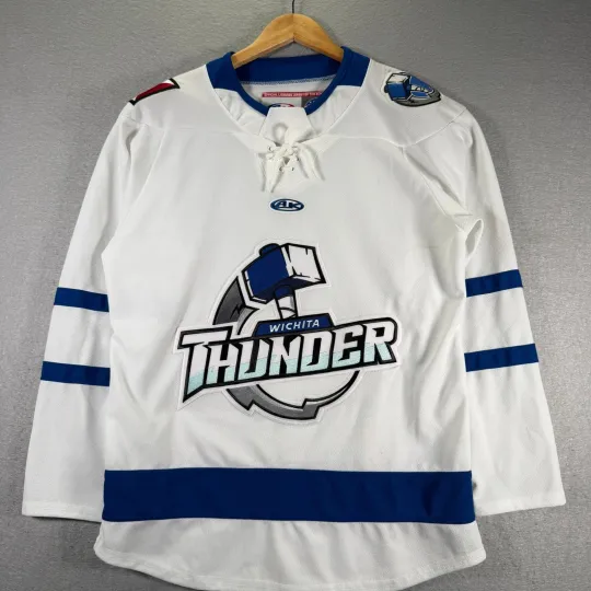 Discover Wichita Thunder Hockey Jersey Adult S/P Official Licensed ECHL Athletic Knit