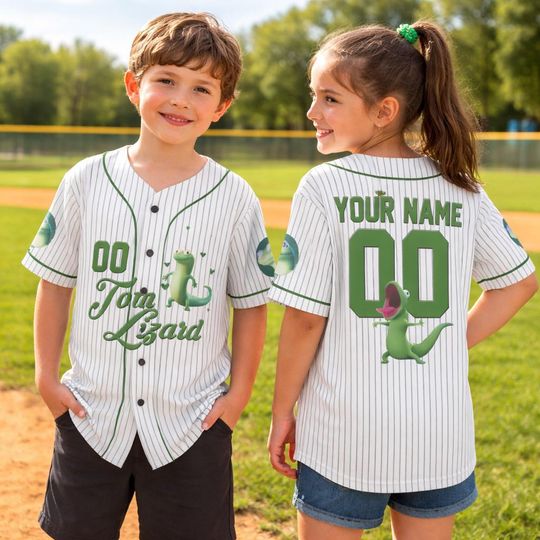 Discover Funny Tom Lizard Hoppers Baseball Jersey Shirt, Cartoon Movie Character Jersey, Kids Youth Disneyland Vacation Outfit 2026