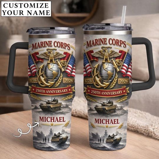 Discover Personalized U.S. Marine Corps 40oz Tumbler 250th Anniversary  Custom Name Military Gift for Men, Veteran Gift, Patriotic Watch Gift