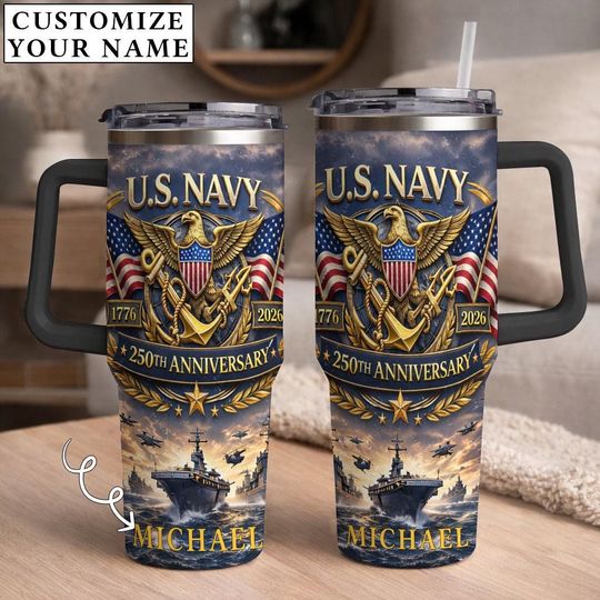 Discover Personalized U.S. Navy 40oz Tumbler 250th Anniversary  Custom Name Military Gift for Men, Veteran Gift, Patriotic Watch Gift