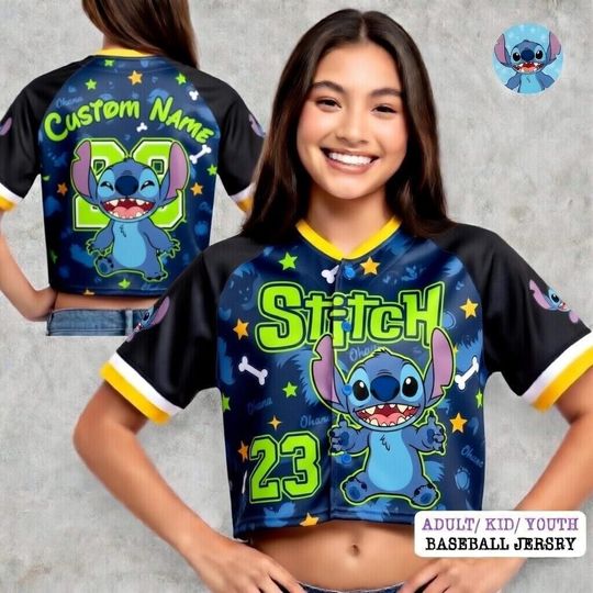 Discover Custom Stitch Baseball Jersey, Personalized Lilo and Stitch Baseball Shirt for Disney Vacation